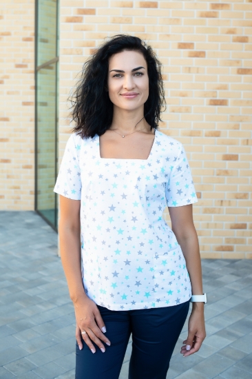  Зображення Медичний жіночий топ із принтом "Зорепад". 