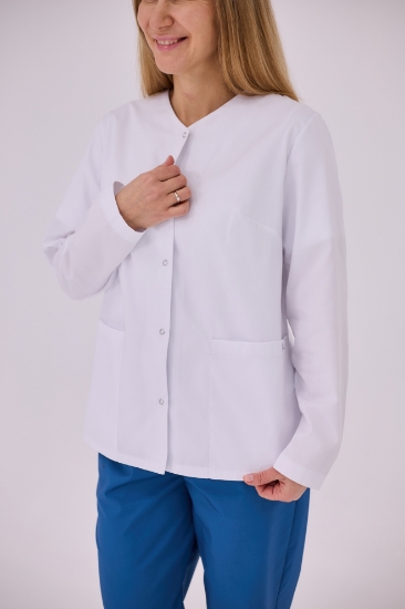  Зображення Жіноча медична куртка із довгим рукавом "Кері". Колір Білий 